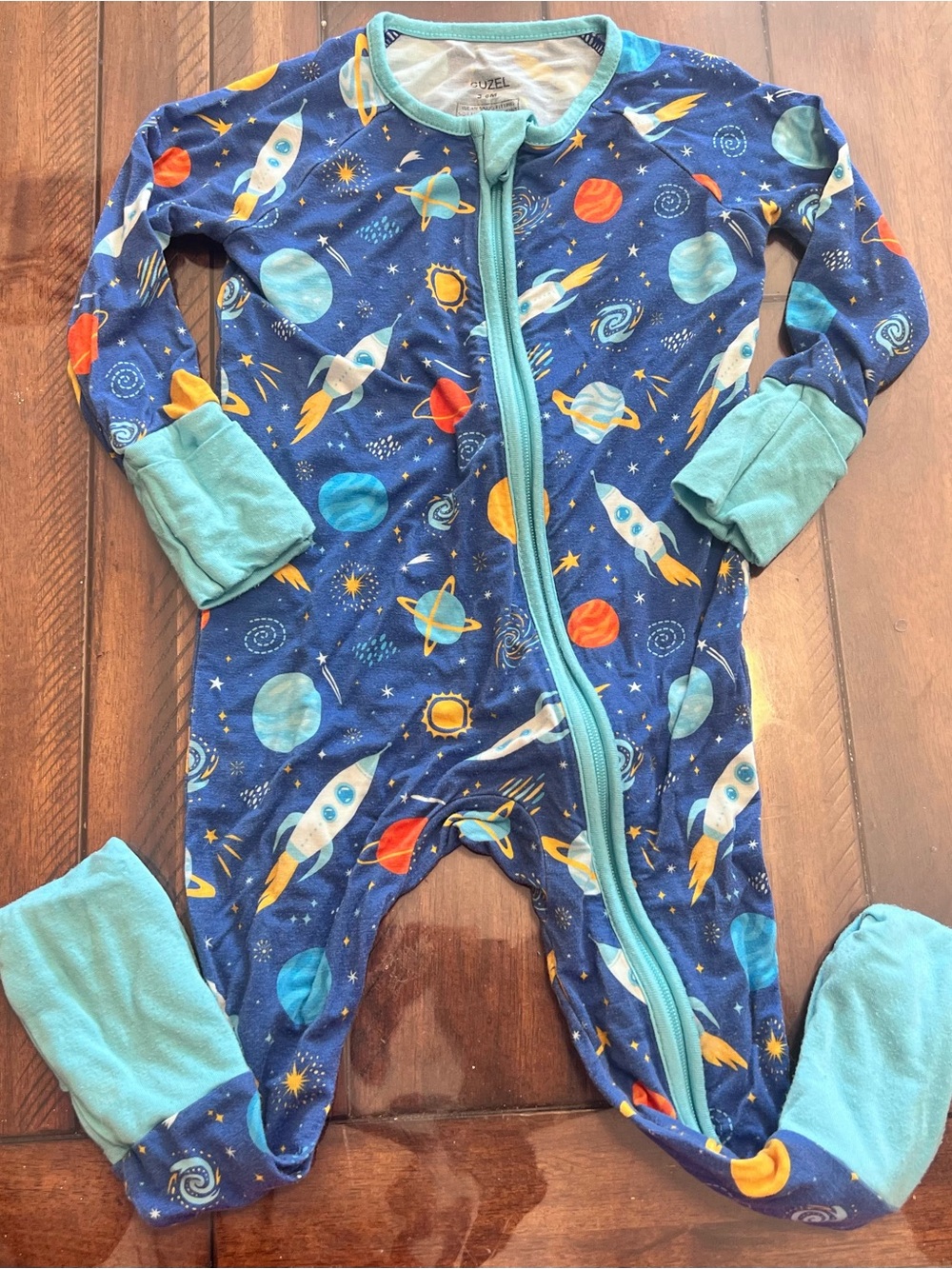 Toddler Space Rocket Zip-Front Pajama Set - Blue/Turquoise
